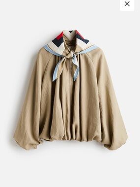 H&M Balloon-Sleeve Bomber Jacket in Beige